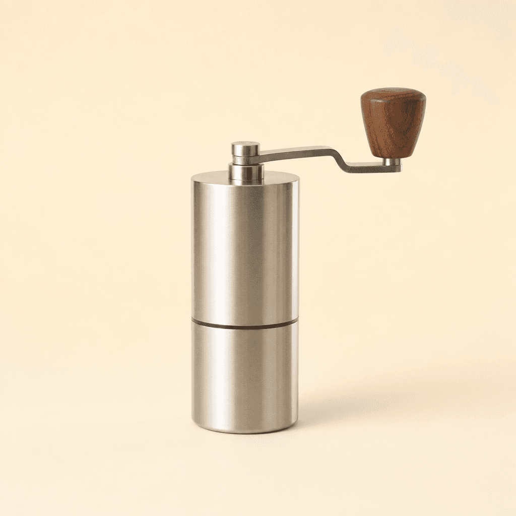Walnut-handle hand grinder with conical burr mechanism