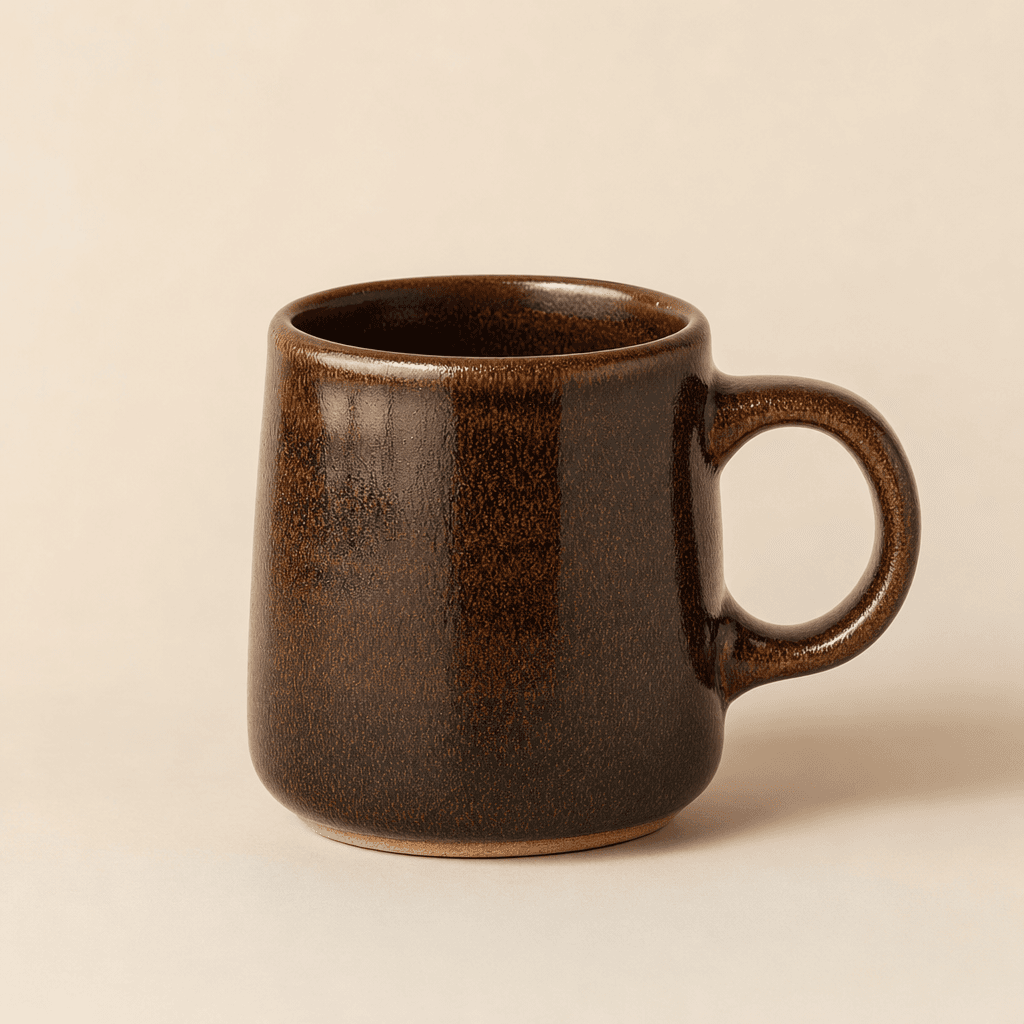 Meridian stoneware mug in espresso glaze, hand-thrown ceramic